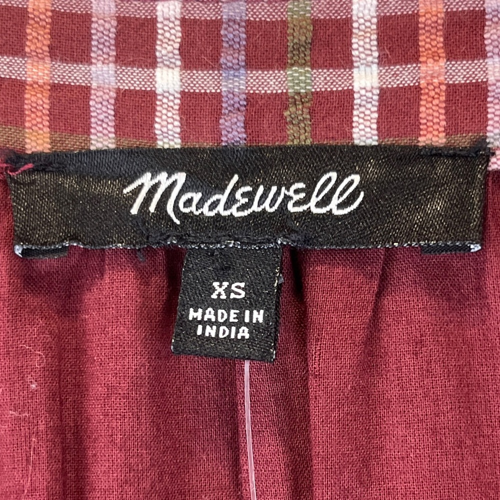 NEW Madewell Seersucker Wrap Mini Dress in Dark Merlot StripSz XS NWT - Picture 13 of 15